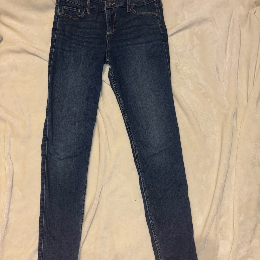 Hollister Dark Blue Mid-Rise Super Skinny Jeans Size 9R